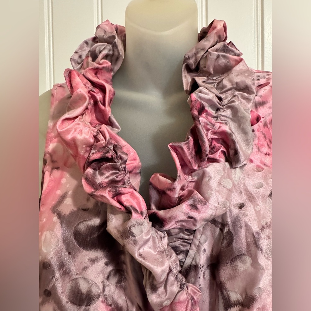 Size L Samuel Dong Pink Floral Ruffle Dress new without tag - Picture 2 of 14